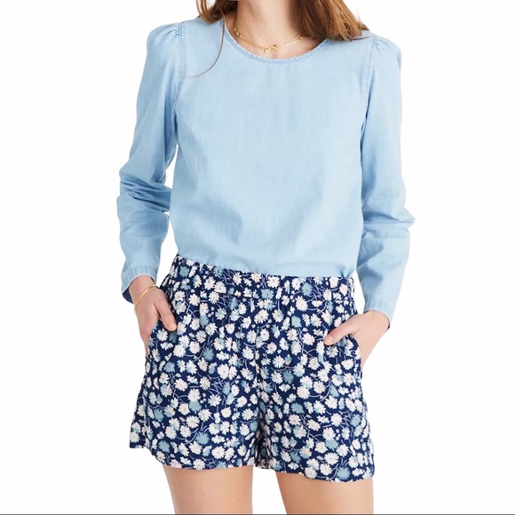 Madewell Tops - Madewell Denim Puff Sleeve Swing Shirt Size M